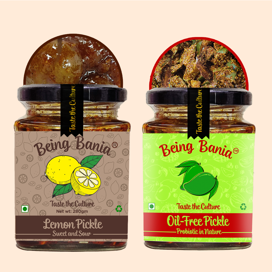 Oil Free Pickle Combo - Mango Pickle and Sweet Lemon Pickle | Homemade and Handmade Achar - 500g