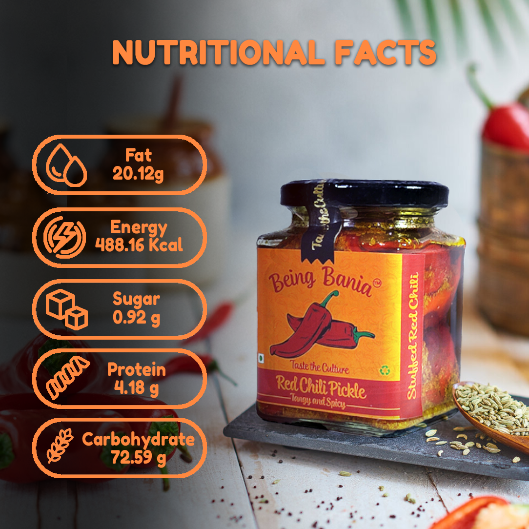 Stuffed Red Chilli Pickle | No Preservatives | 100% Natural