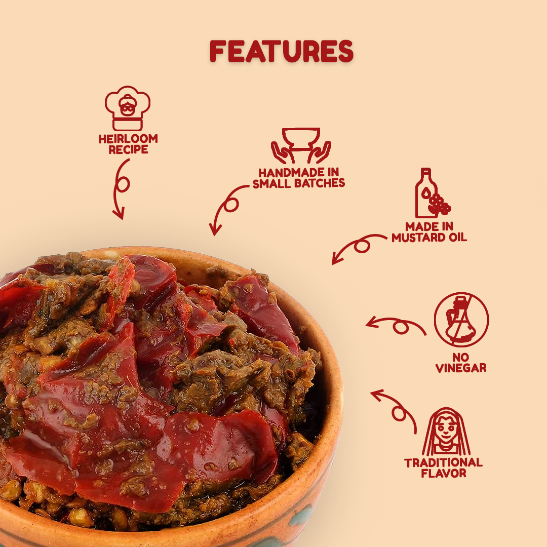 Stuffed Red Chilli Pickle | No Preservatives | 100% Natural