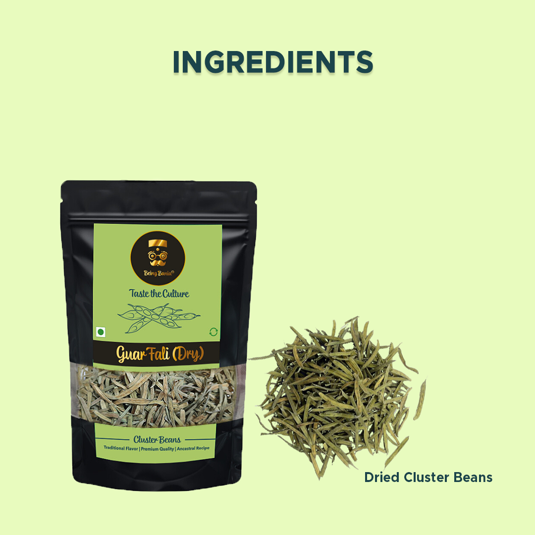 Rajasthani Guar Fali | Dry Vegetable | Cluster Beans | Free Recipe on Pack