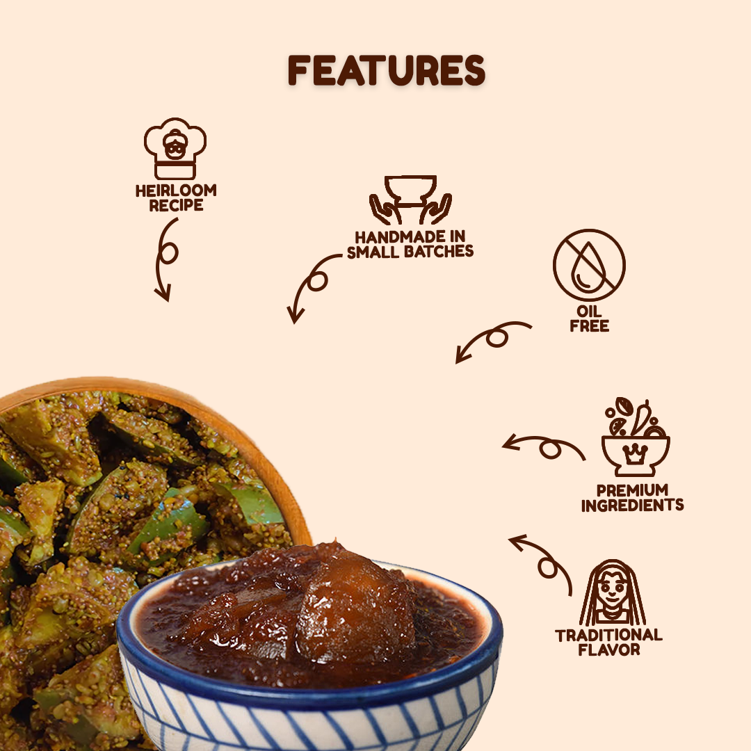 Oil Free Pickle Combo - Mango Pickle and Sweet Lemon Pickle | Homemade and Handmade Achar - 500g