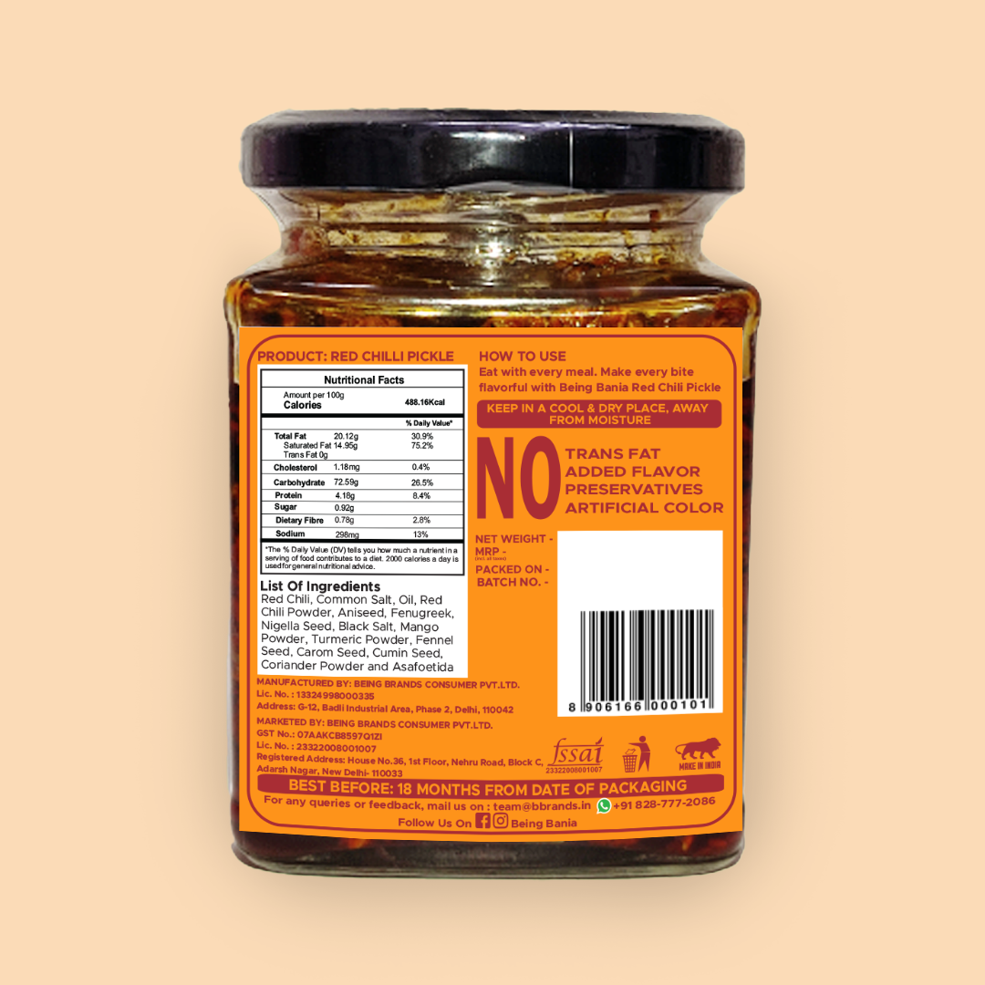 Stuffed Red Chilli Pickle | No Preservatives | 100% Natural