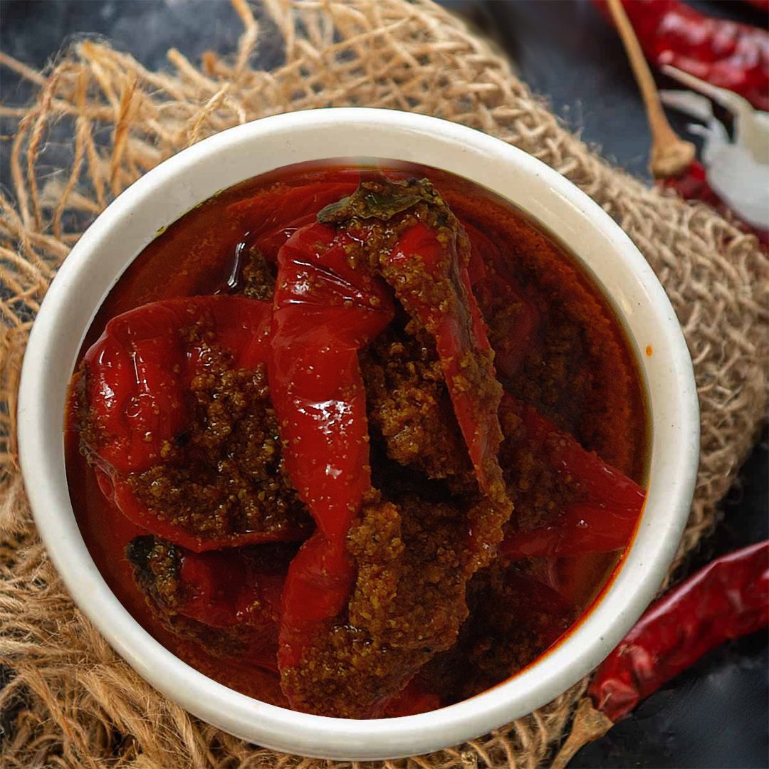 Stuffed Red Chilli Pickle | No Preservatives | 100% Natural