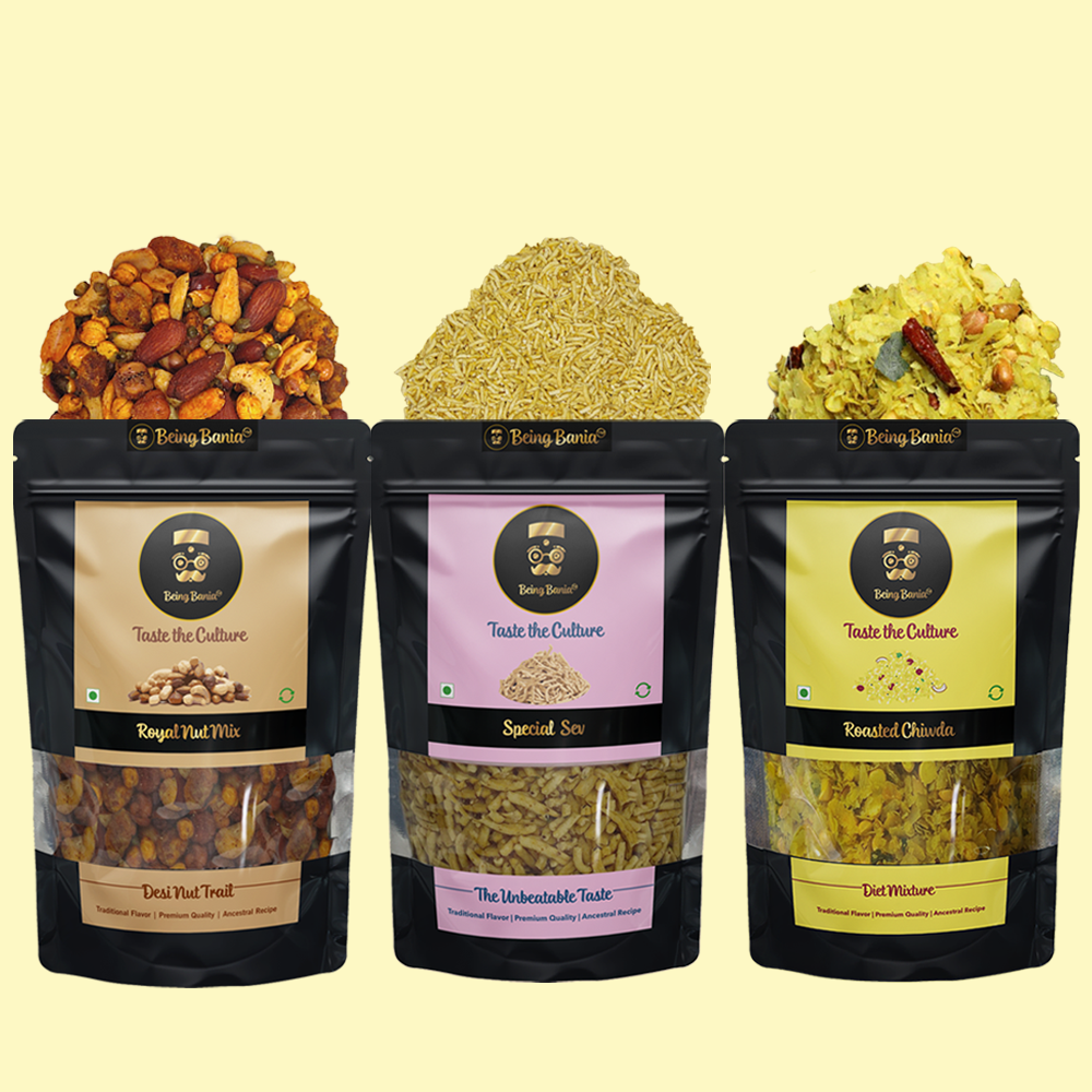 Snack Combo | Roasted Chiwda, Royal Nut Mix Namkeen, Special Sev Combo for a Perfect Treat | Perfect Party Mix | No Palm Oil