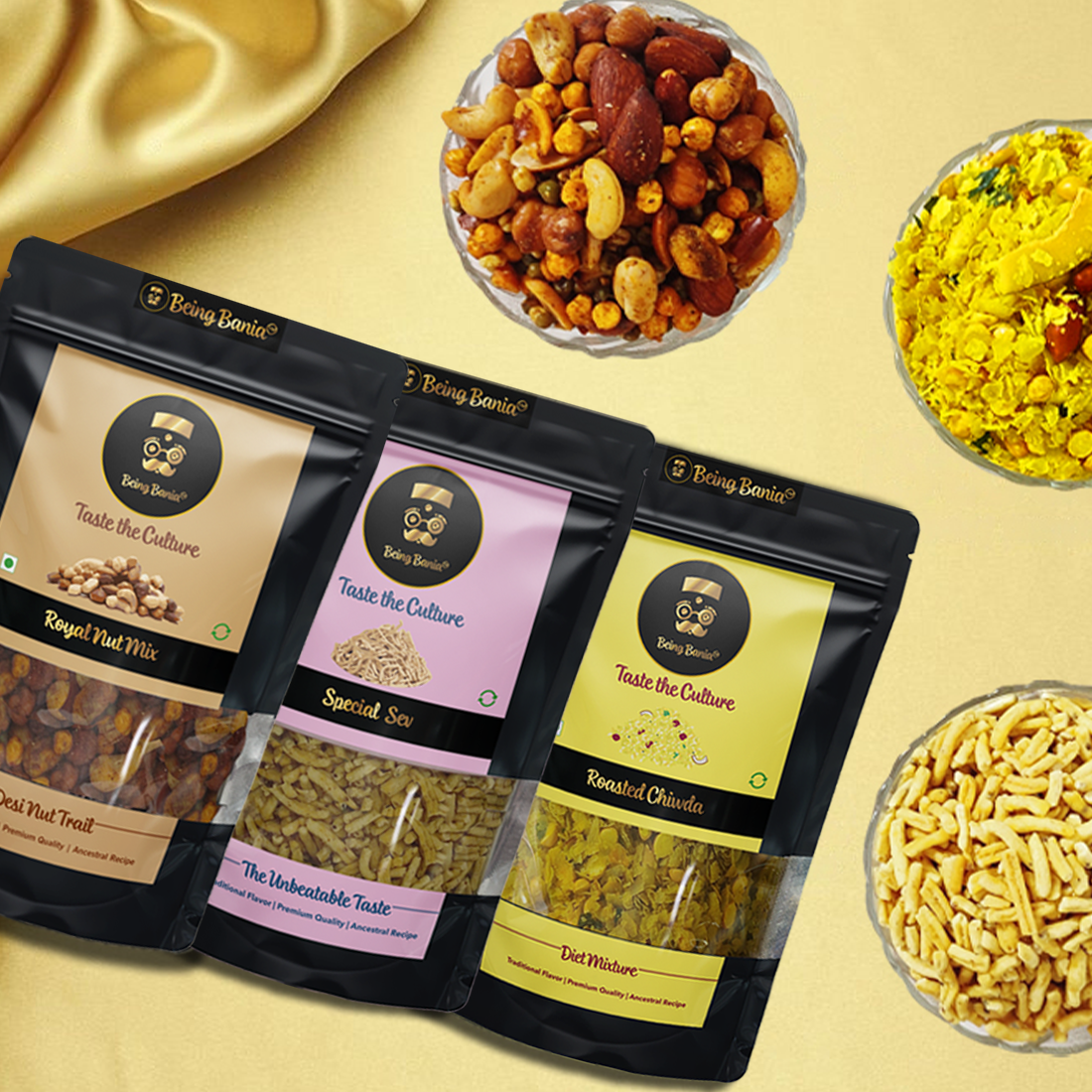 Snack Combo | Roasted Chiwda, Royal Nut Mix Namkeen, Special Sev Combo for a Perfect Treat | Perfect Party Mix | No Palm Oil