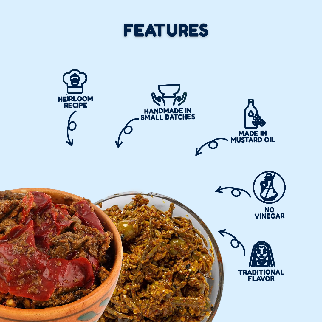 Chatpata Pickle Combo - Ker Sangri & Stuffed Red Chili Pickles