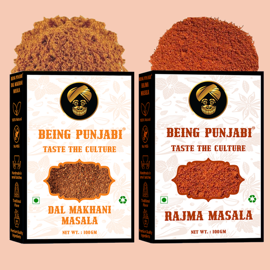 Being Punjabi Traditional Dal Makhani and Rajma Masala Combo | 100% Natural | No MSG, No Preservatives | Handmade in Small Batches | 100g Each