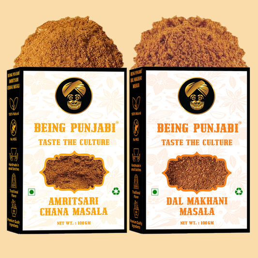 Being Punjabi Amritsari Chana Masala and Dal Makhani Masala Combo | Traditional Indian Spice Blend | Handmade| No MSG No Preservatives | 100GM Each
