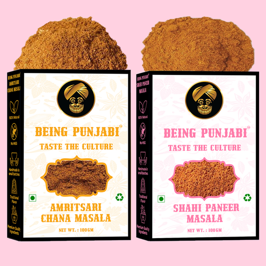 Being Punjabi Amritsari Chana Masala and Shahi Paneer Masala Combo | 100% Natural Spice Blend | No MSG, No Preservatives |100g Each